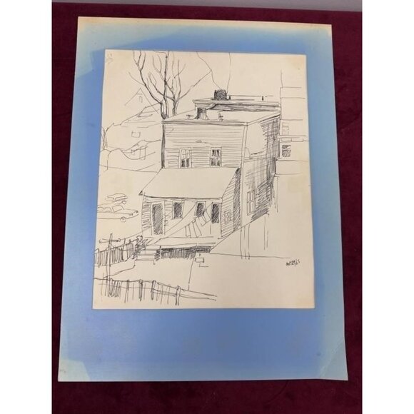 Sally B Hooff Original Ink Drawing PEI Artist Unframed Signed Artwork - Picture 1 of 3
